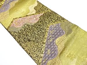 幾何学に花更紗模様織り出し袋帯